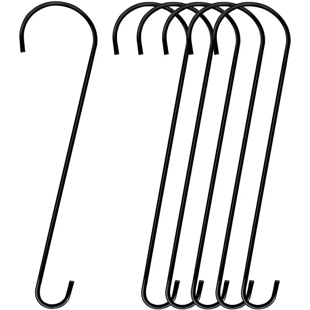 

6pcs Heavy-duty Iron Plant Hooks for Outdoor Hanging Flowerpots Balcony Bonsai Black Durable Hangers Storage