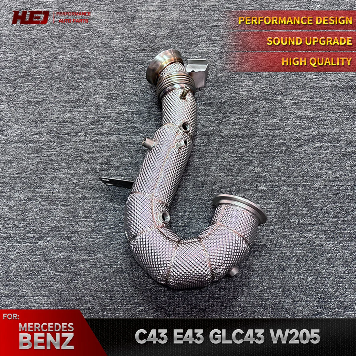 Sport Exhaust Catted Downpipe for Mercedes X290 GT43 GT50 GT53 / W213 E53 C257 CLS53 / W167 GLE53 M256 Downpipe with Heat Shield