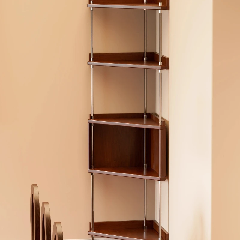 

Solid wood display stand Floor corner shelf Bookshelf storage rack Household corner integrated wall storage cabinet