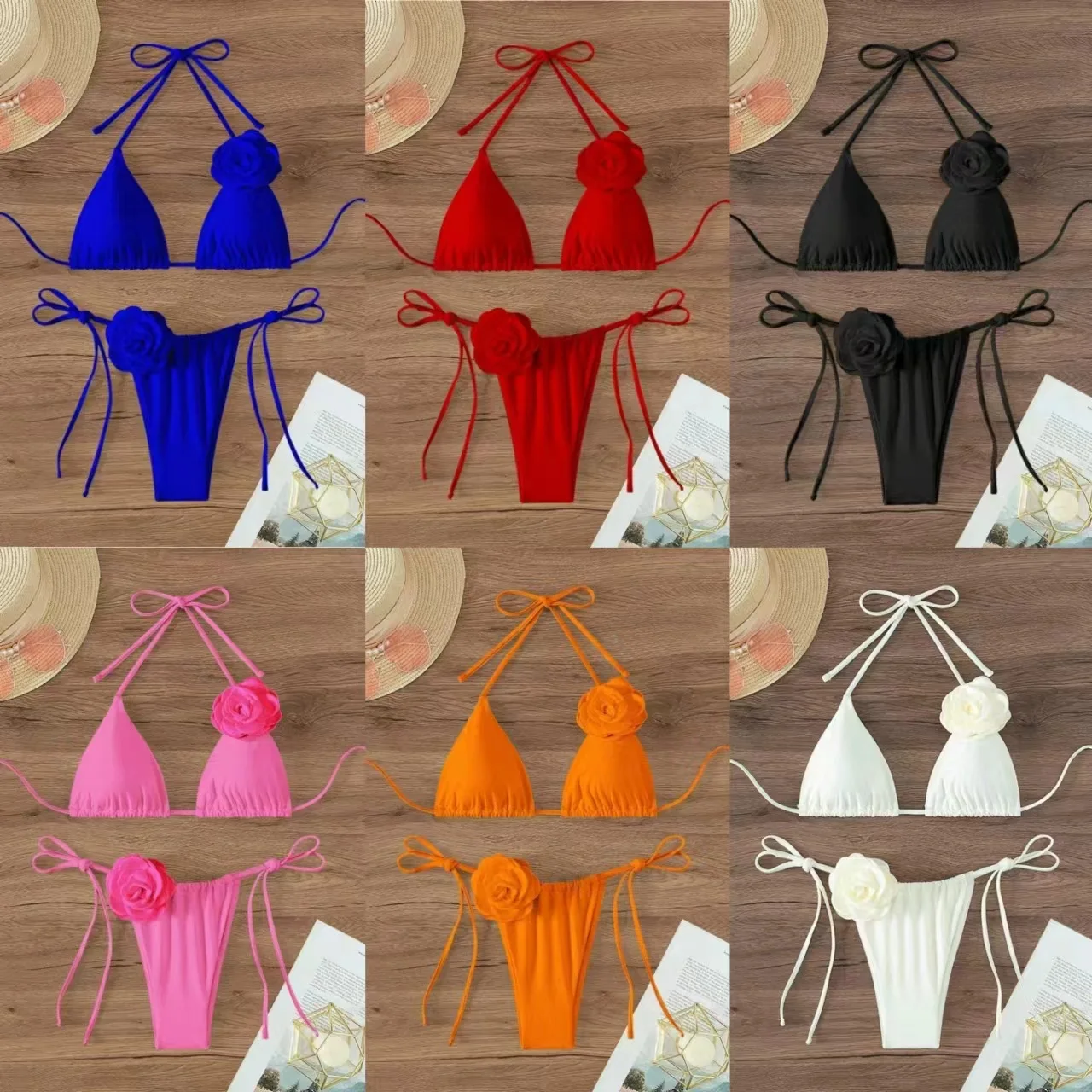Stereo flower ladies swimsuit split bikini bikini Russia  Tankini Swimsuits Women Bathing Suit biquini trikini