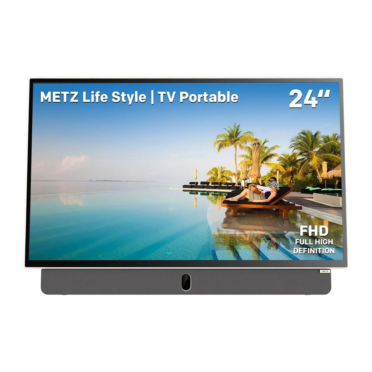 Metz 24Mpe7000Z.H تلفزيون جوجل محمول عالي الدقة مقاس 24 بوصة |     بطارية مدمجة (4 ساعات)، شاشة خارجية، مكبر صوت أمامي 8 وات، شحن بالطاقة الشمسية