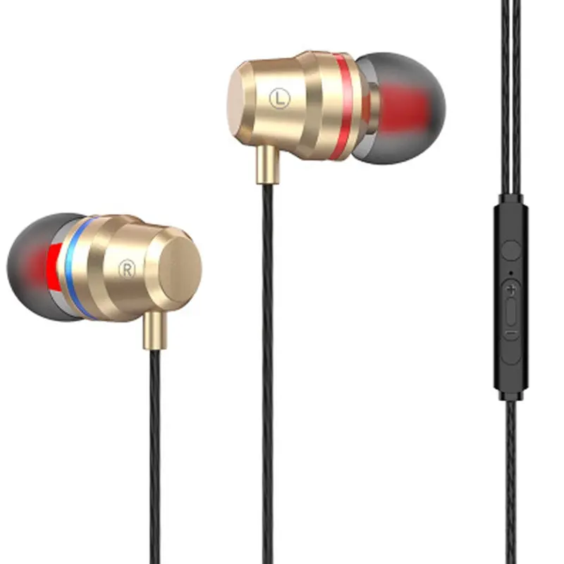 Metal Headphones Wired In-Ear Subwoofer Karaoke for Android Phone Universal Drive-by-Wire with Microphone Mobile Phone Earplug