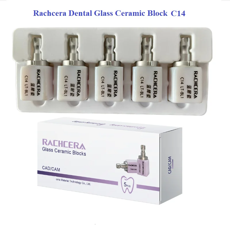 

5PCS Rachcera Dental Li-Disilicate Ceramic Block C14 18*15*13mm CAD/CAM Glass Ceramic Blocks Dental Lithium Glass Ceramic Block