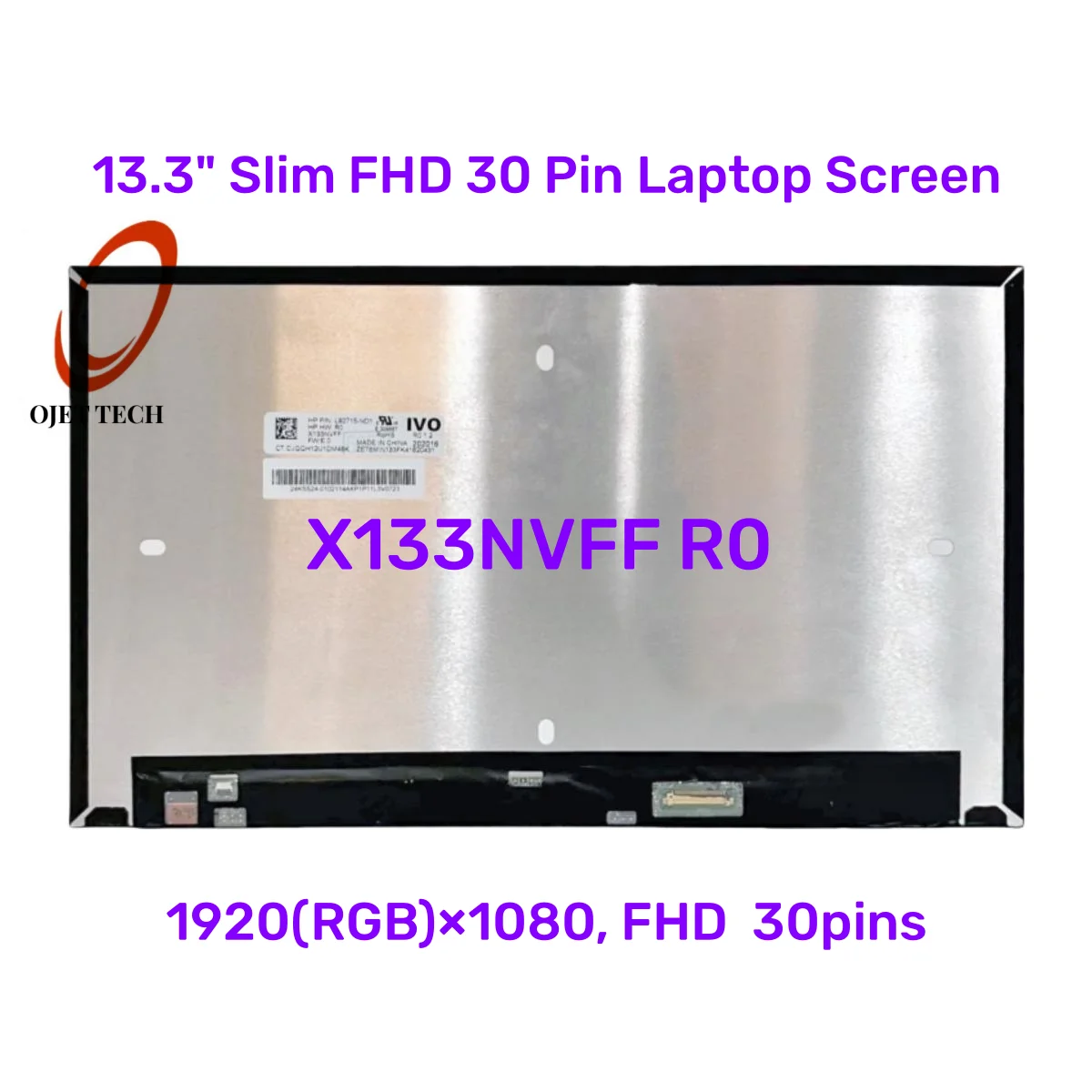

13.3" Slim 30 Pin Laptop Screen X133NVFF R0 X133NVFF-R0 1920*1080 FHD IPS Matrix Panel 100% sRGB