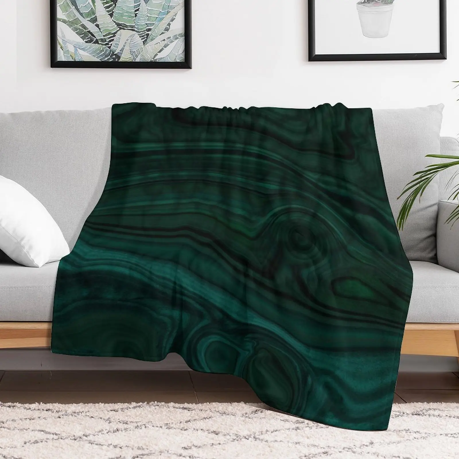 Emerald Green Malachite Pattern Throw Blanket Summer Beddings cosplay anime Blankets