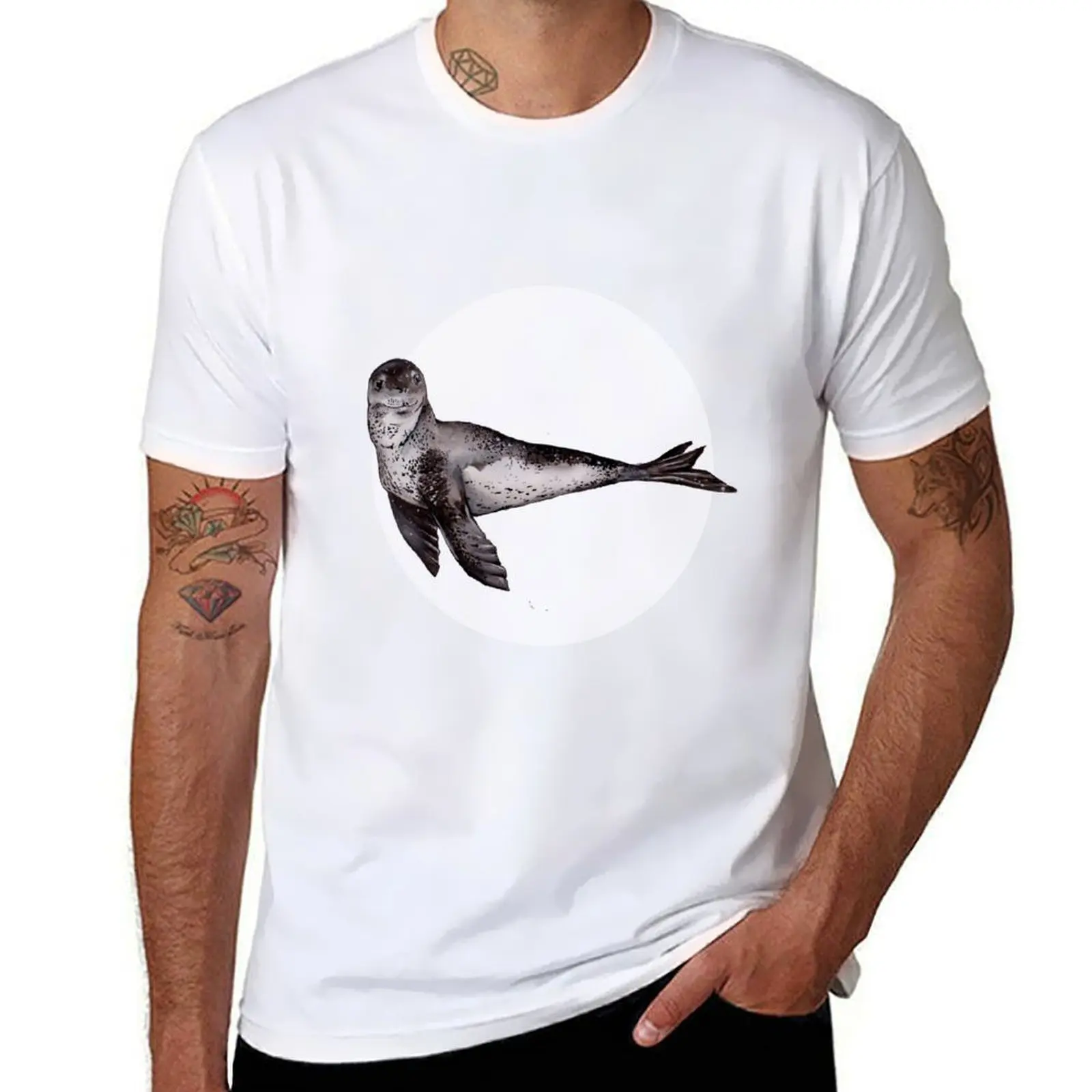 

Leopard Seal T-Shirt t shirt man casual black cotton t-shirt plain for man package T-Shirt