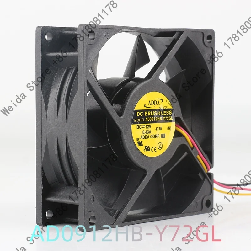 AD0912HB-Y72GL ADDA 5V 24V 48V DC 12V 0.43A 9038 90X90X38MM 9CM Chassis three-wire inverter High air capacity cooling fan