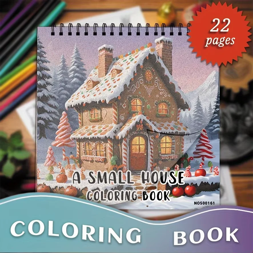 Cozy Cottage Coloring Book - 8.27 x 8.27 inches 22 pages - Ideal gift for family or friends at Christmas