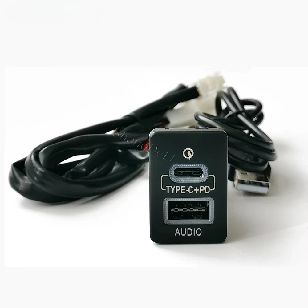 Car USB QC3.0 Quick Charger Input Adapter Audio Socket For Toyota Camry 50 Prius Corolla Land Cruiser PRADO RAV4 Auris 2007-2018