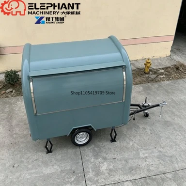 Portable Round Mobile Food Cart, Curved Design Catering Trailer for Fast Food Sale