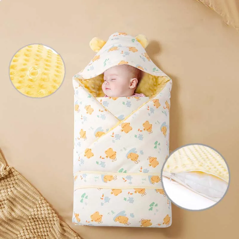 Winter Baby Dekens Pasgeboren Inbakeren Kinderen Baby Wrap Warm Afneembare Binnenvoering Kleine Quilt Zuigelingen Slaapzak met Bandjes