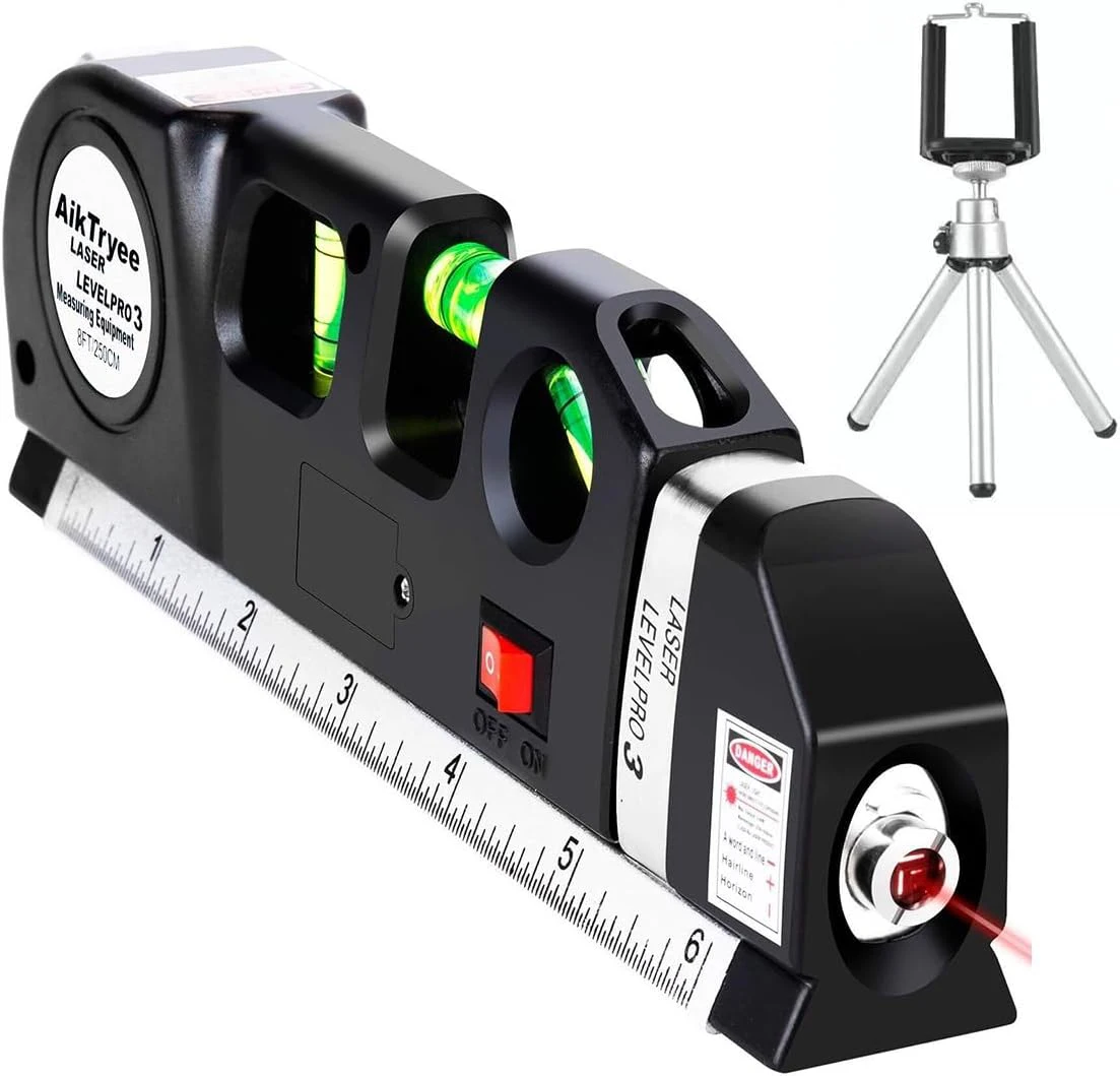 

Лазерный уровень, многоцелевой линейный инструмент с линейками 8 футов/2,5 м, стандартный лазерный нивелир с перекрестными линиями для подвешивания картин, шкафов