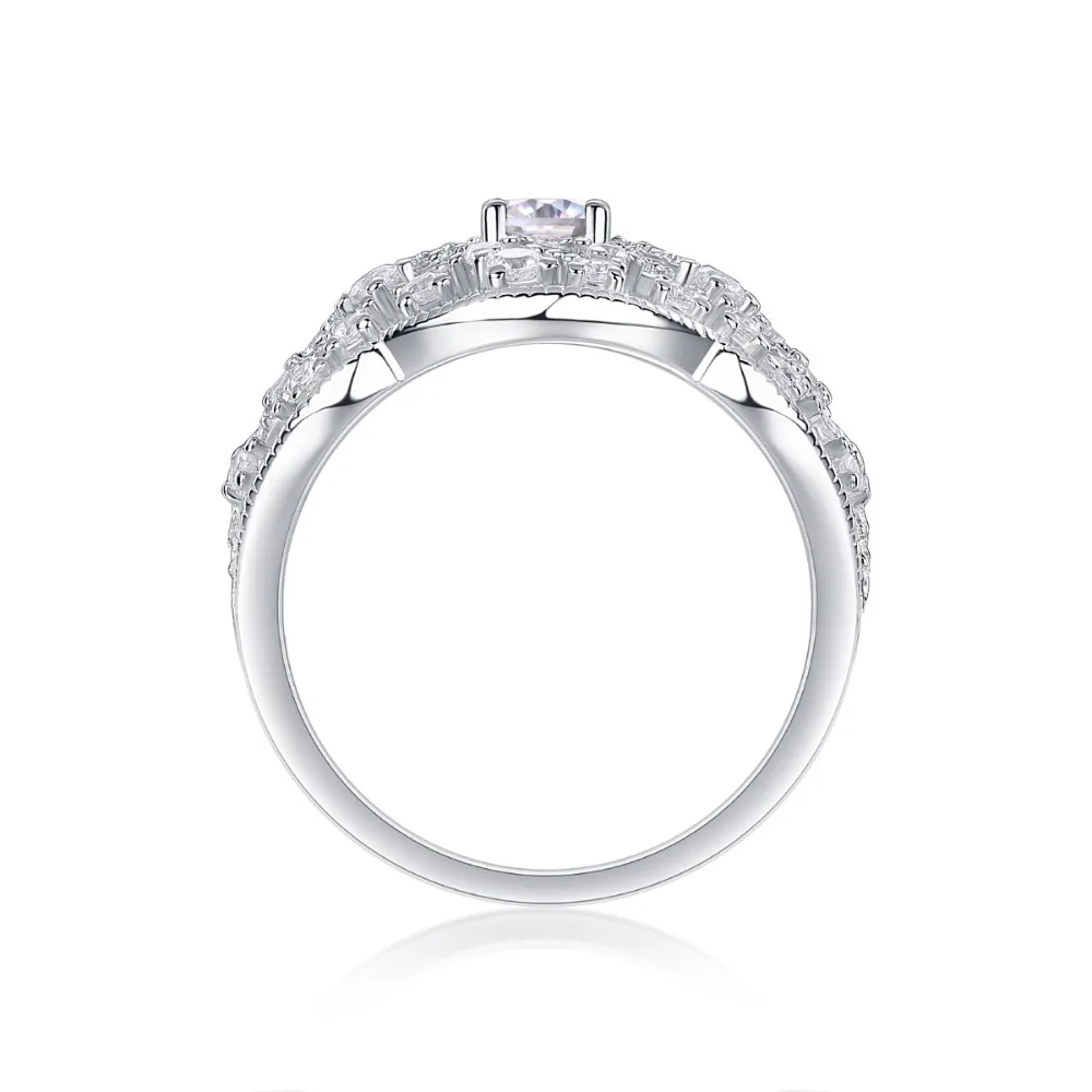 Cincin Pertunangan Moissanite Warna D Perak S925 Mewah untuk Wanita Perhiasan Bagus Cincin Pesta Berlapis Emas Putih Lulus Penguji Berlian