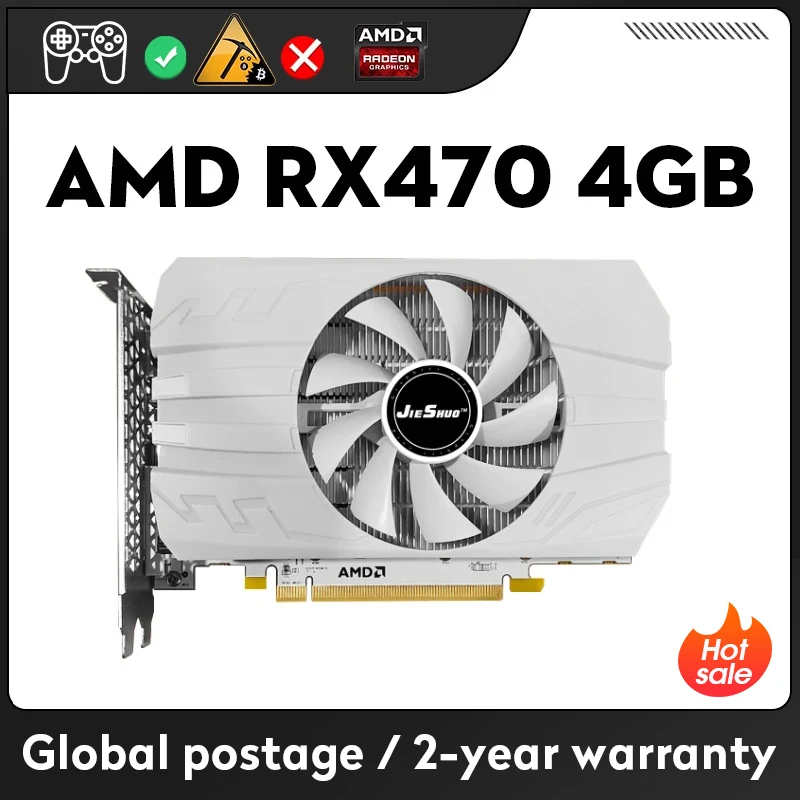 

JIESHUO AMD RX 470 4GB 1792SP Video graphics card GDDR5 GPU 256BIT 14nm rx470 4g for computer desktop video games Office 470 rx