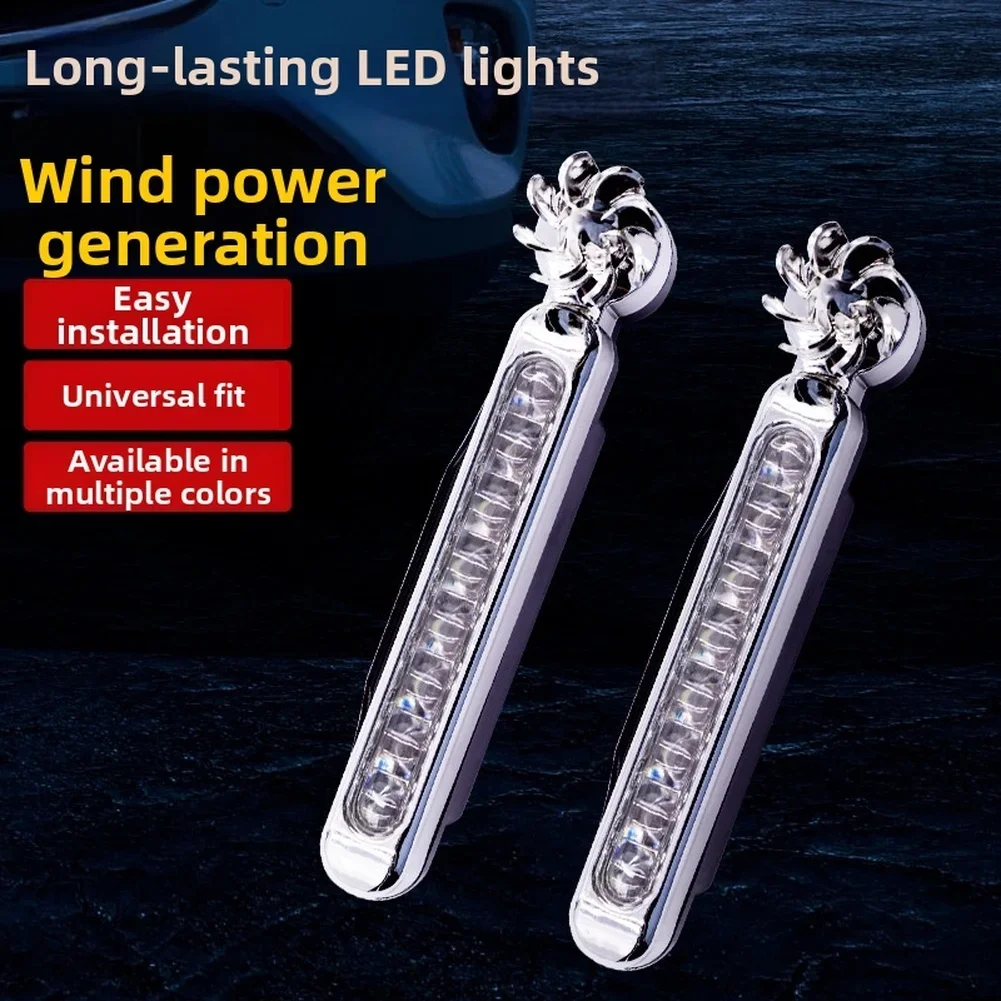 1/2pcs Wind Powered Car Running Light LED DayTime Running Light Auxiliary Lighting Rotation Fan Lamp Day Time Headl Parts