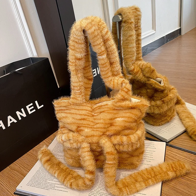 

Милая плюшевая сумка на осень-зиму, нишевая дизайнерская волосатая сумка на плечо, Instagram, интернет-знаменитая уличная сумка подмышками для девочек