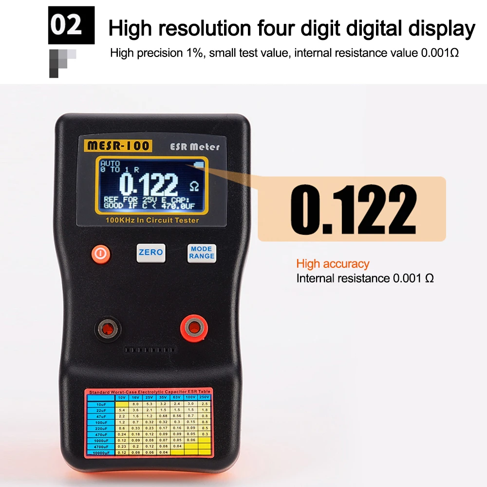 Multimeter MESR-100 ESR Kapacitás Ohm Fogyasztásmérő professzionális Mérés Alorvos Ellenállóképesség bel Kondenzátor Kapacitás Kerülő teszter