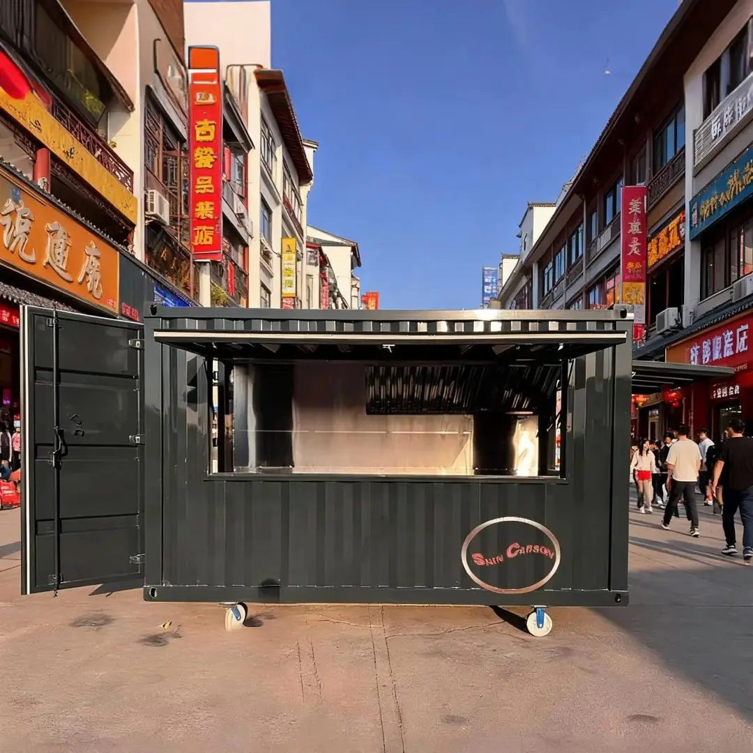 

Outdoor Mobile Vending Cart Multi-Functional Street Vendor Food Trailer with Full Storage Waterproof And Sun-Protective Features