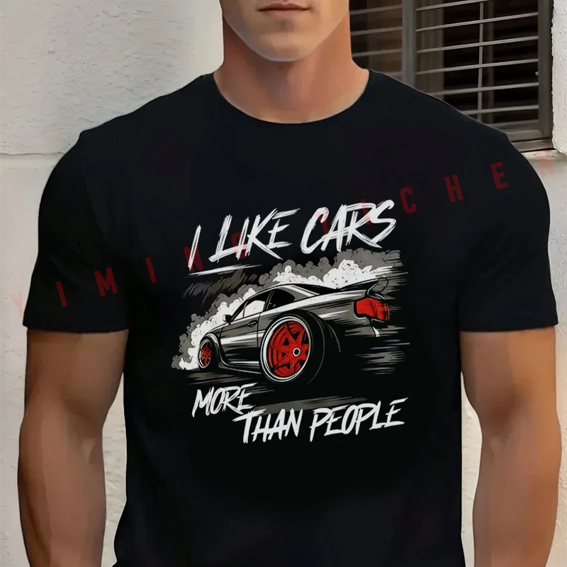 

Racing Car Print Motorcycle Men's Cotton T Shirt Casual Dress High Quality Round Neck Short Sleeved Tee