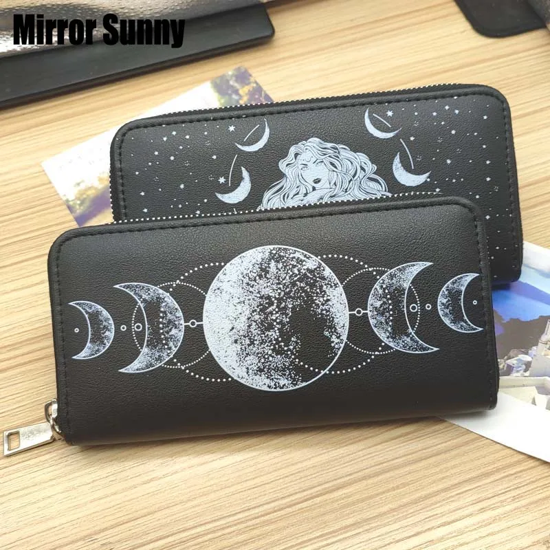 New Women\'s Wallet Moon Goddess Printing Long Zipper Purse Fashion Simple Large Capacity Mobile Phone Coin Purse Card Holder