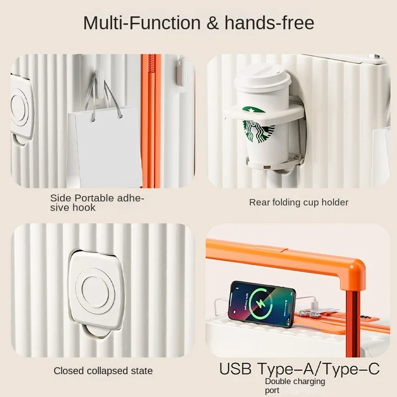 New Side-Opening Luggage Large Capacity 26-Inch Wide Handle Combination Lock Suitcase 20-Inch Carry-On Suitcase with Wheels