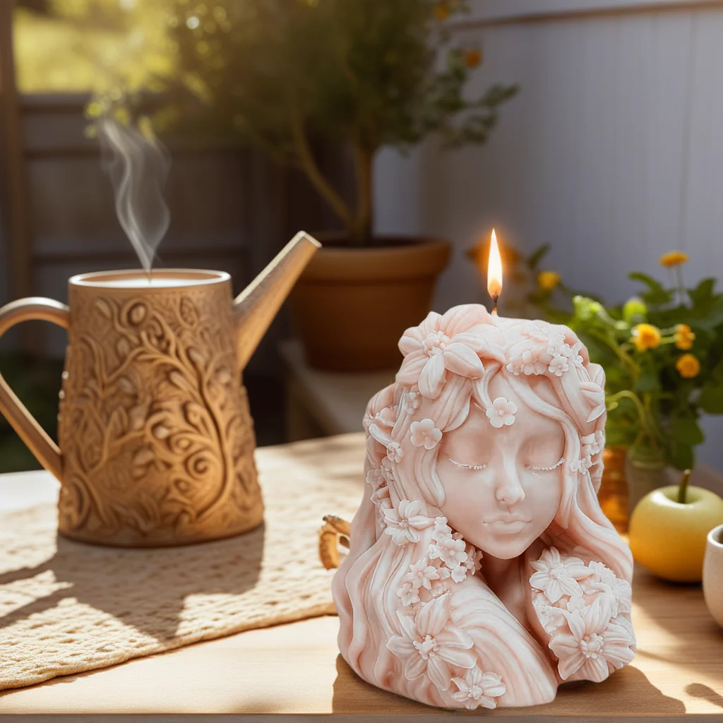 

3D Garden Sleeping Girl Scented Candles Silicone Mold DIY Crafts Resin Ornament Home Decor Soap Molds for Candle Making Supplies