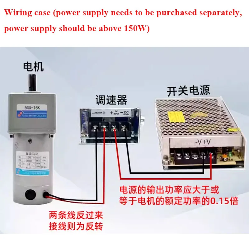 120W DC 12V 24V Variable Speed Motor with Worm Gear Reducer Gearbox RV40 & Speed Controller High Torque Geared Reduction Motor