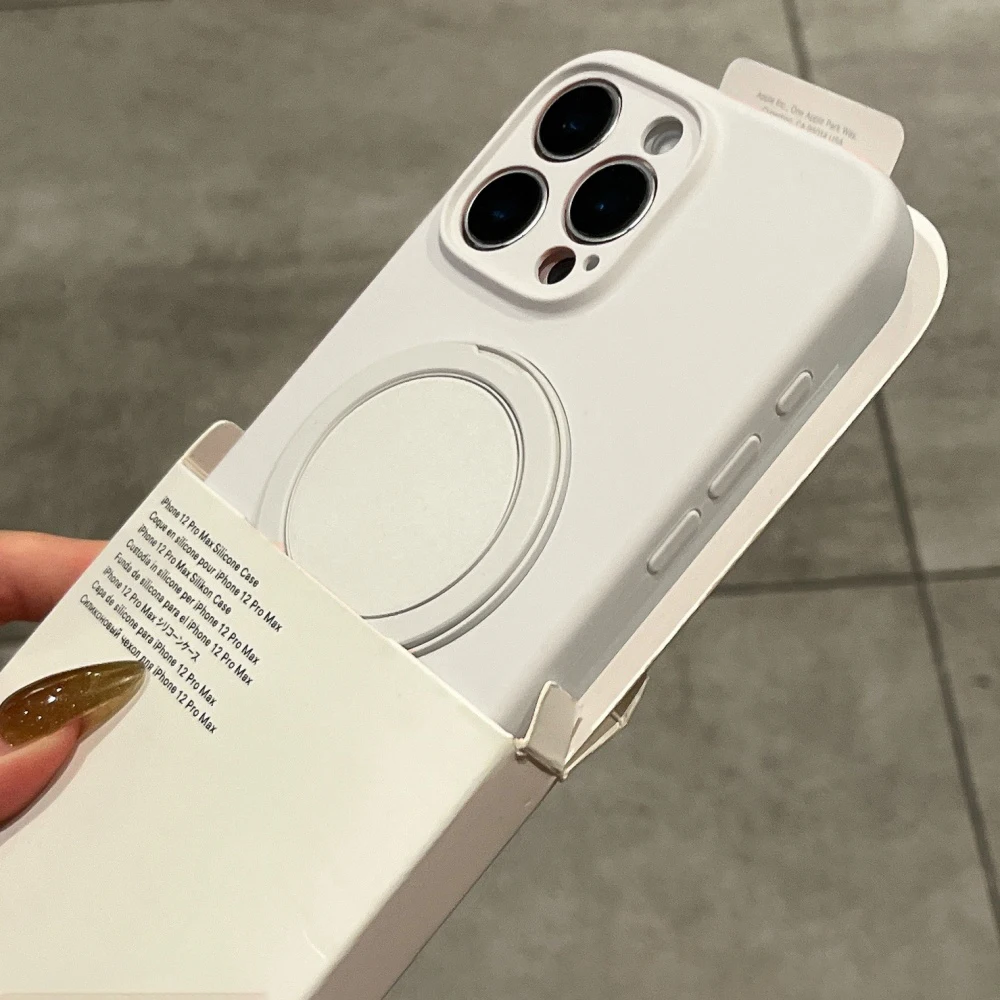 

Original Soft Silicone 360° Stand For Magsafe Case For iPhone 16 15 14 13 12 Pro Max Plus 11 Wireless Charging Magnetic Cover