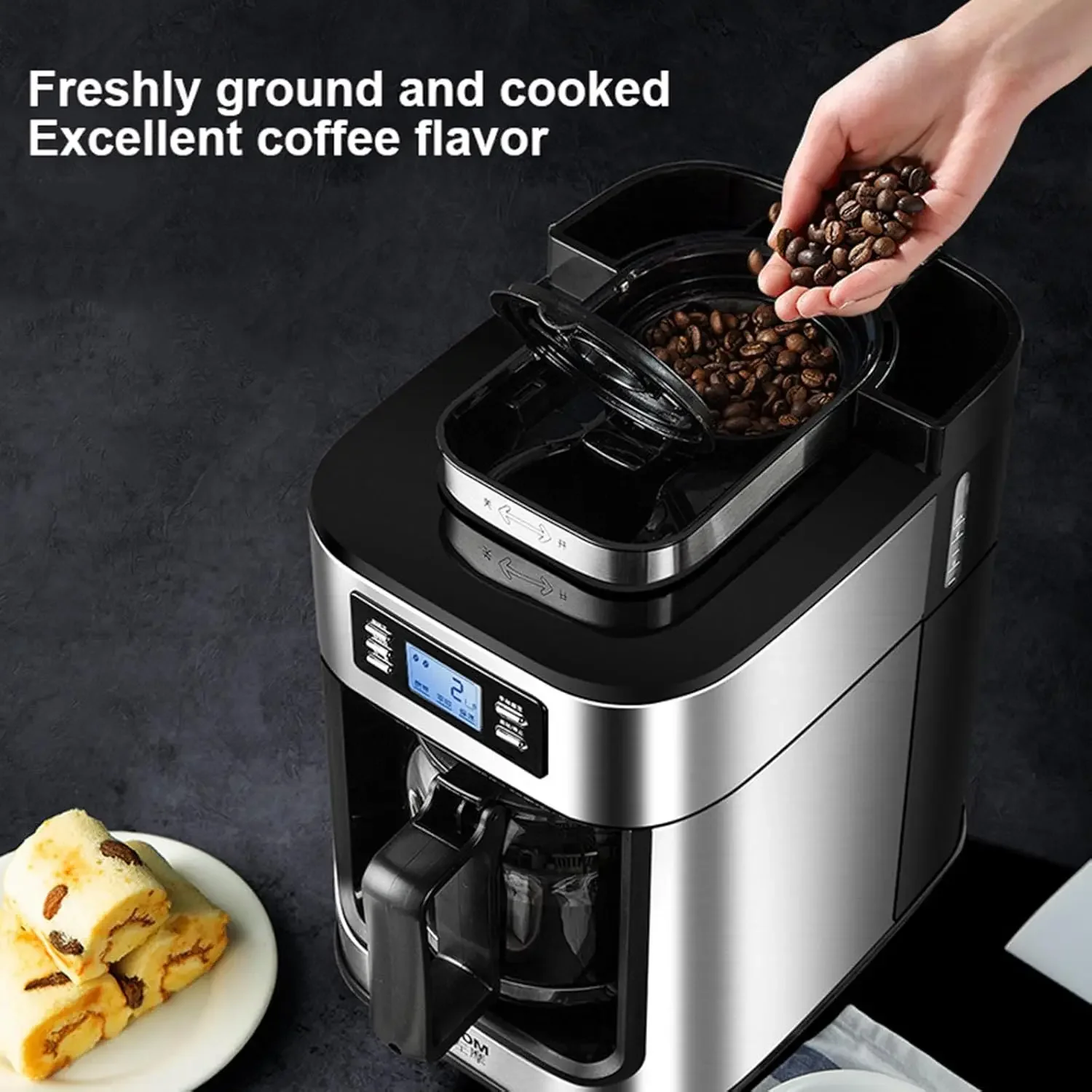 Macinacaffè espresso regolabile incorporato a 3 livelli Caffettiera in acciaio inossidabile Caffettiera automatica per caffè espresso