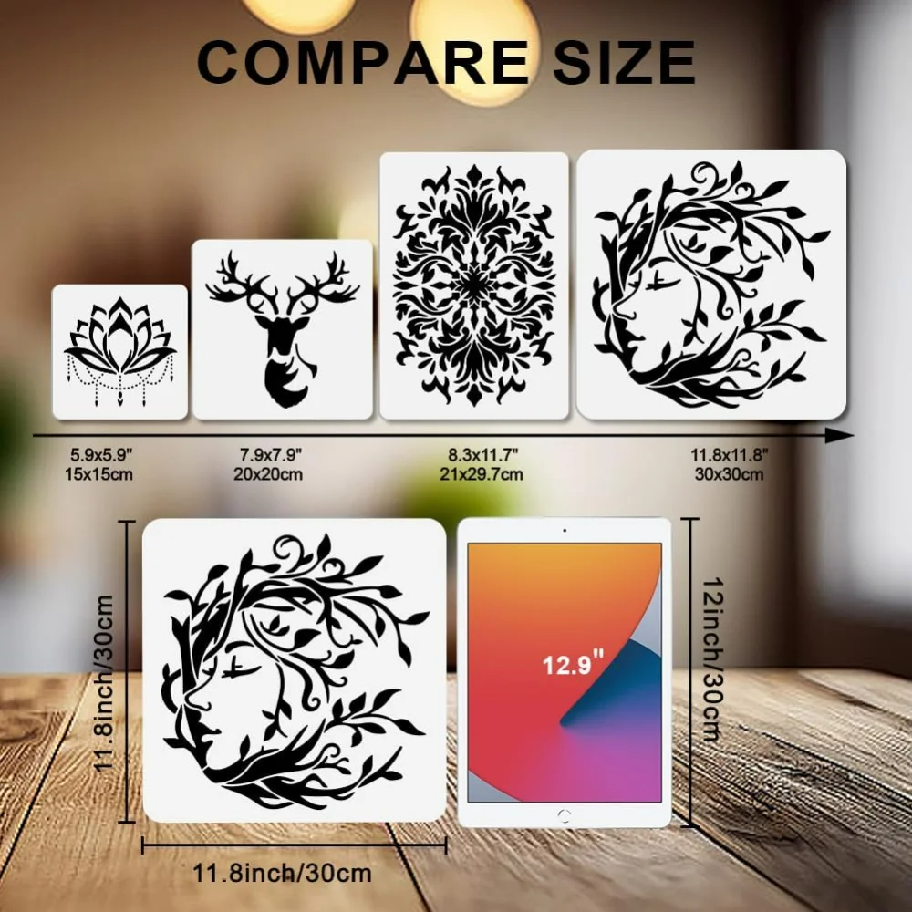 나무 여자 스텐실 생명의 나무 페인트 브러시가 있는 스 - Art Craft Template 리뷰 및 가격