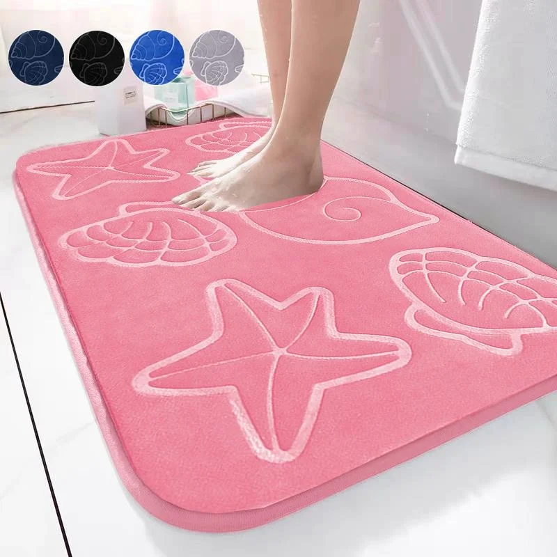 

Thicken Non Slip Room Mats,Starfish Conch Print Bath Rug,Soft And Absorbent Foot Mat Shower Mat,Washable House Entrance Mat