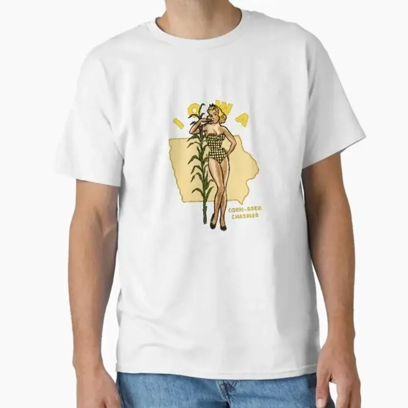 Vintage Iowa Corn Pinup Girl Classic T Shirt Made in US AUS Size S 2XL