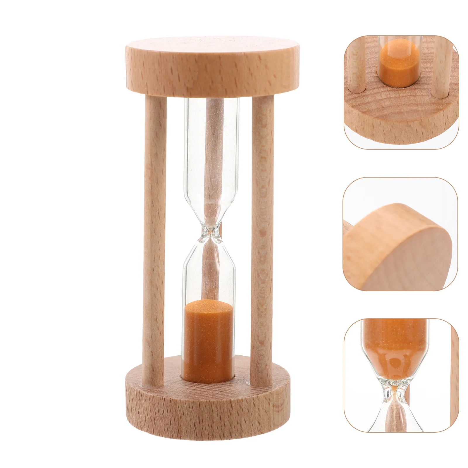 3 Min Clock Hourglass Timer Toothbrush Wooden Sandglass Yellow Toddler