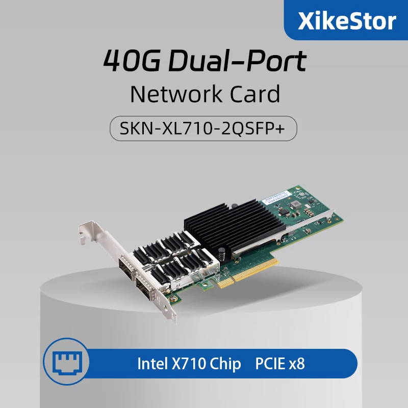 XikeStor Intel XL710-QDA2 40G chip  PCIE X8 dual QSFP+  40Gbps port  Network card for PC/NAS/Server,SKN-XL710-2QSFP+