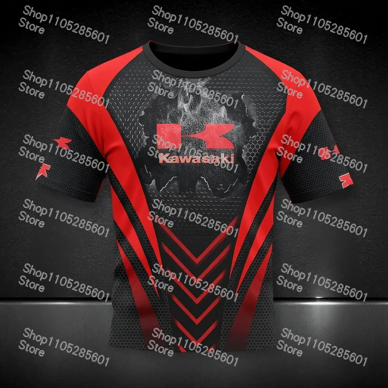 

Kawasaki Brand Sports Style Short-sleeve T-shirt Trendy Print Casual Daily Sports Wear Breathable Round Neck Top