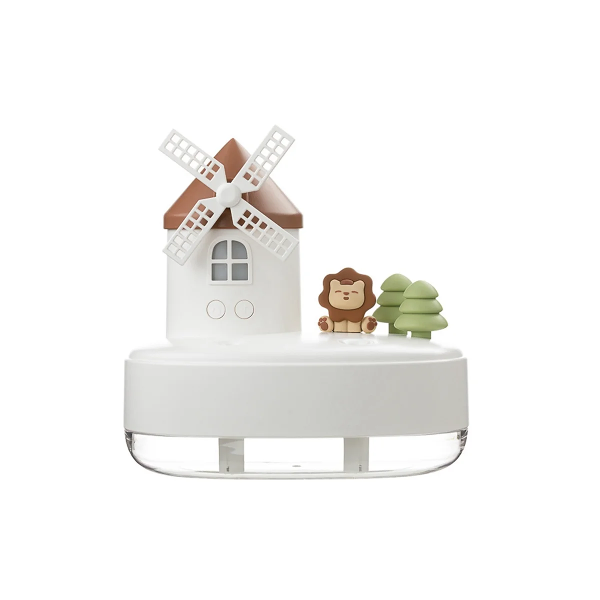 

Windmill Humidifier Mini Desktop Cute Pet Humidifier Cool Mist Humidifier with Music Box and Night Light(White)