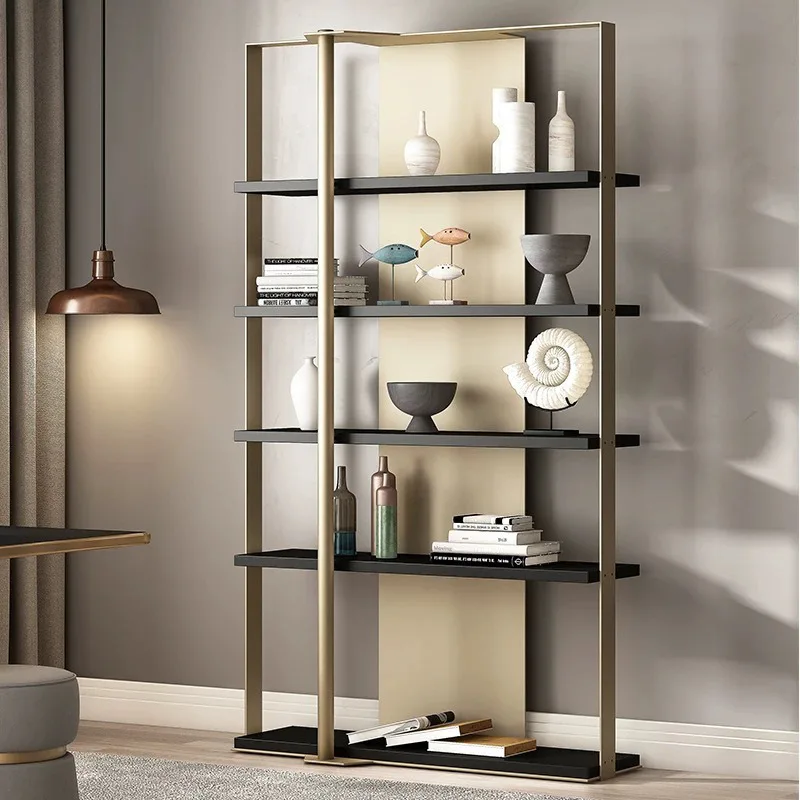 

Customized. Modern Italian Minimalist Stainless Steel Bookshelf Office Living Room Book Light Luxury Display Cabinet Shelf High-