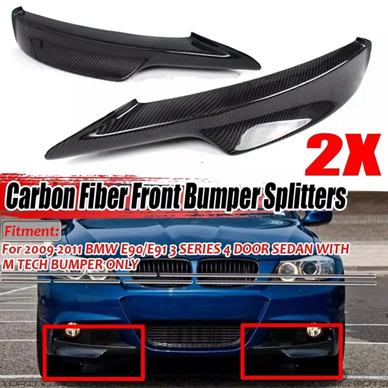 

Real Carbon Fiber Front Bumper Splitter Spoiler Lip For -BMW E90 E91 LCI M-Tech 2009-2011