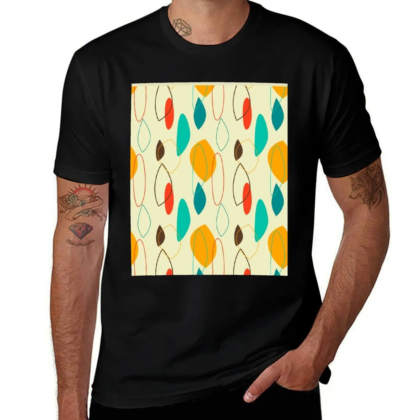 Vintage Pattern Elegant 1950s Rockabilly 50s Sock Hop Retro 60s Rock and Roll T-Shirt Basic Plain Short Sleeve Crew Neck Tee