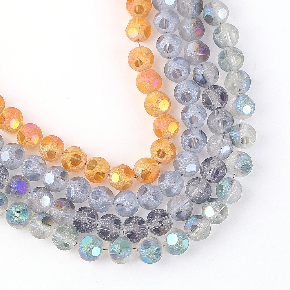 8mm Crystal Round Beads Glass Faceted Football Frosted Loose Beads Jewelry Making DIY Bracelet Spacer Decoration Accessories