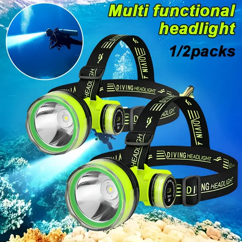 الغوص المصباح القابلة لإعادة الشحن IPX8 للماء المصباح Led المهنية مصباح يدوي خفيفة الصيد مصباح يدوي رئيس الخفيفة