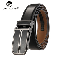 VATLTY Official Genuine Men's Leather Belt Natural Cowhide 3cm Thin Belt Alloy Automatic Buckle Trouser Belt 130cm Brown Girdles