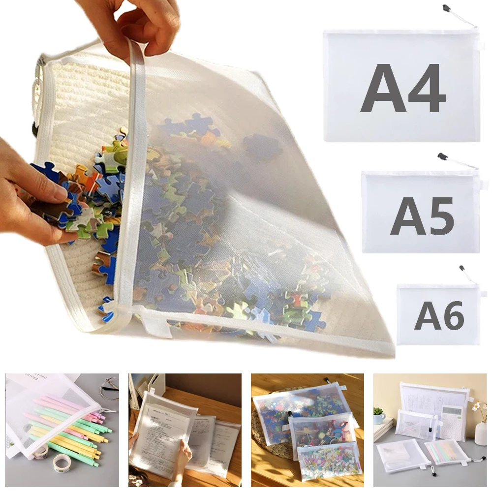 

10PCS Toy Storage Bag Building Block Sub-package Bag Children Small Particle Zipper Transparent Mesh Gauze Mesh Bag A4/A5/A6