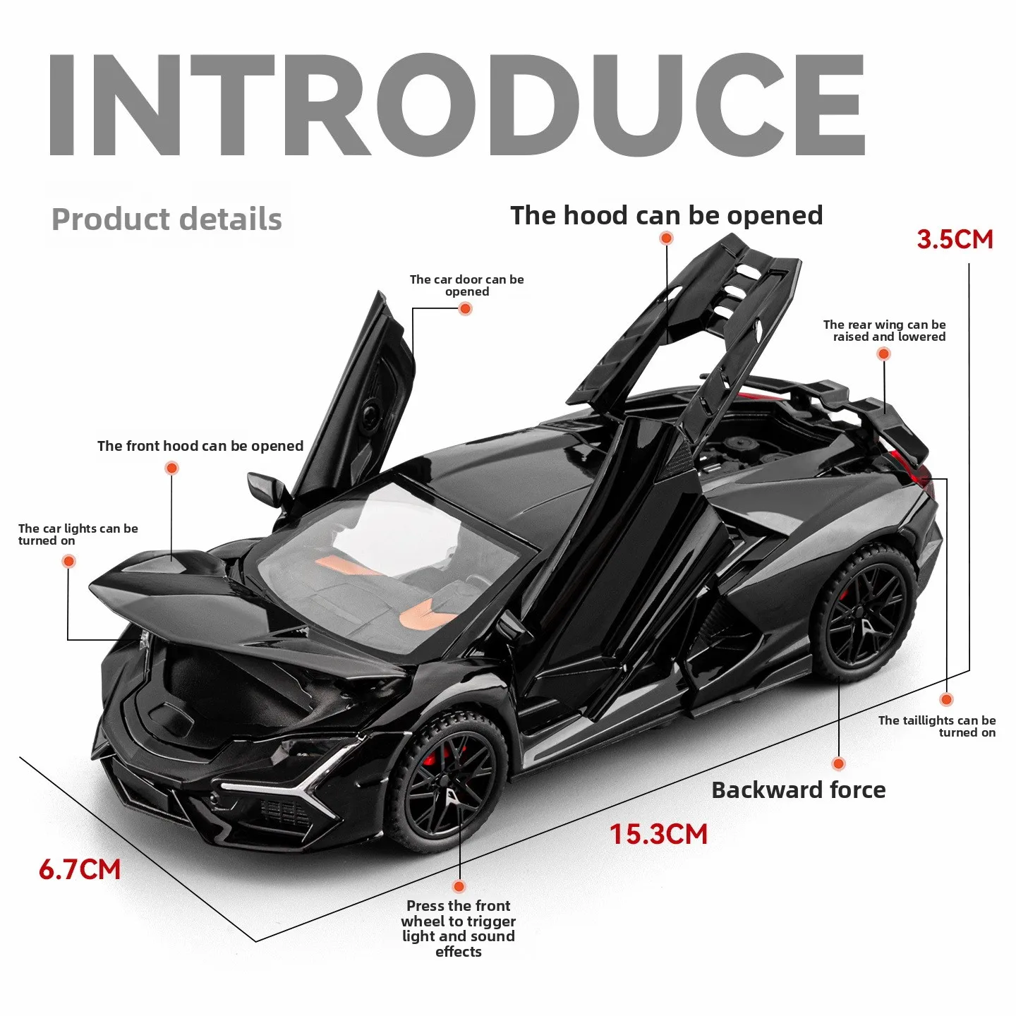 1:32 revuelto liga modelo de carro esportivo brinquedo diecast metal porta aberta som luz puxar para trás carro em miniatura menino presente natal