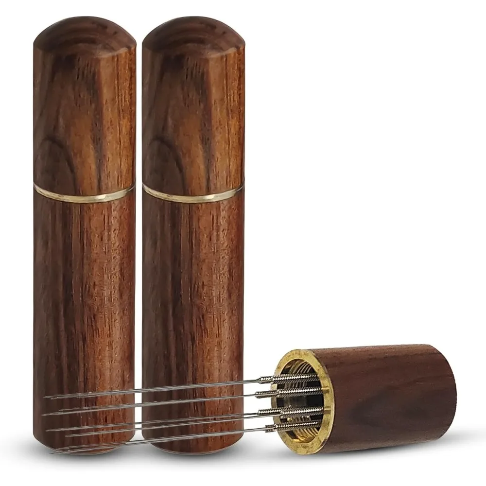 الفولاذ المقاوم للصدأ مسحوق القهوة العبث الخشب مقبض القهوة الموزع المحمولة اسبريسو مسحوق مستوي القهوة اثارة أداة #1