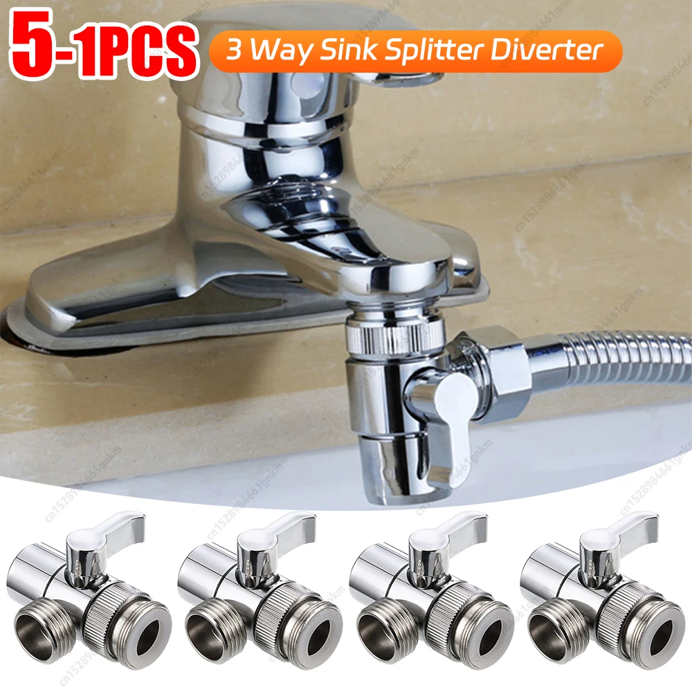 

1-5PCS 3 Way Sink Splitter Diverter Valve Leak-Proof Faucets Water Separator Faucet Splitter Valve for Shower/Sink/Washbasin