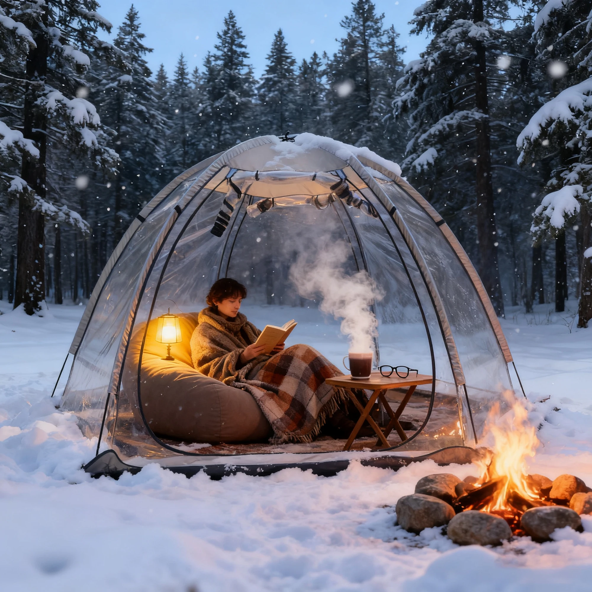 

4-6 Person Clear Bubble Tent Windproof Warm Winter Ice Fishing Outdoor Backyard Sunbathing Double-Door Comfortable Family Tent
