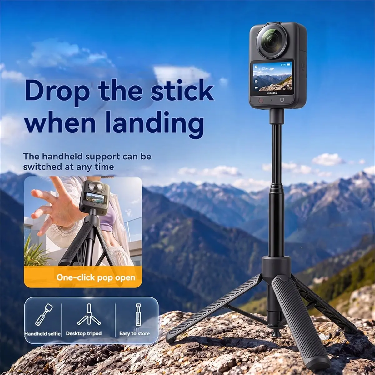 For X6 Retractable Selfie Stick Tripod 1/4 Screw Sports Camera Selfie Rod