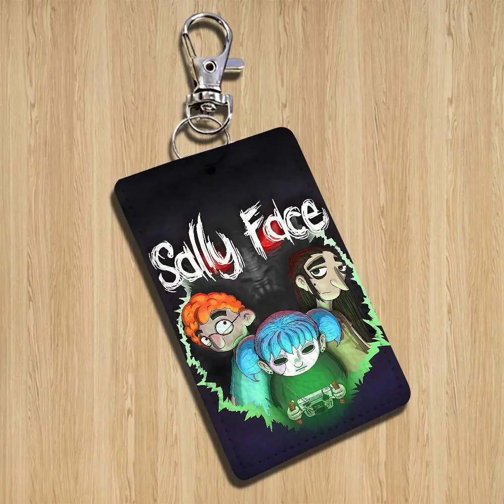 Portachiavi Wicked Sally Face, ideale per carte di credito, tessere pubblicitaterici, badge e portafogli, con motivo testurizzato