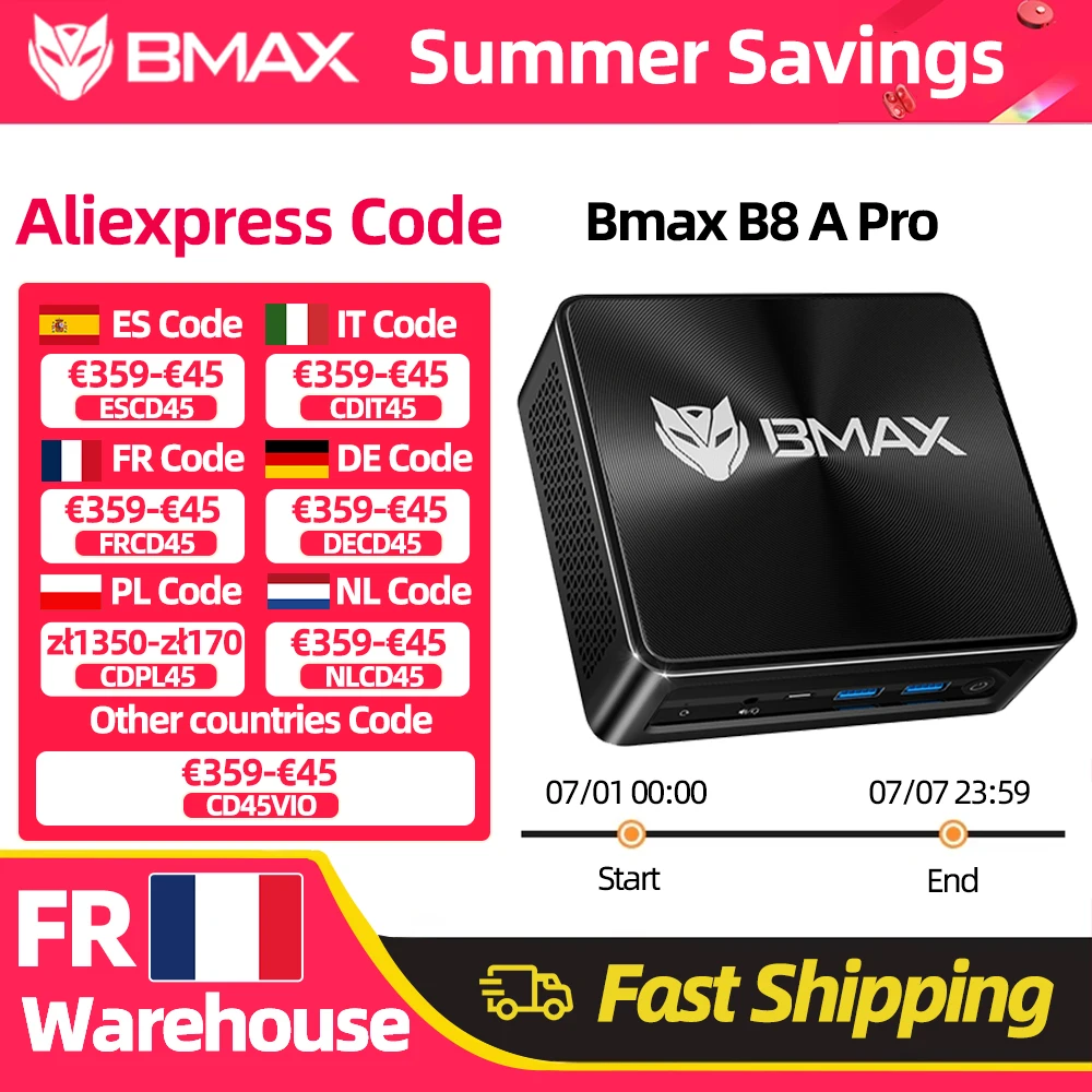 Portátil Bmax B8 A Pro con Procesador AMD Ryzen 7 8745Hs, Gráficos AMD Radeon 780M, 16 GB de RAM, 512 GB SSD, Windows 11, Wifi, Bluetooth, USB, HDMI, Tipo-C, DP